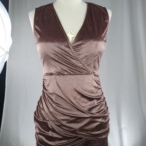Velvet Wrapover Front V Neck Bodycon Mini Dress